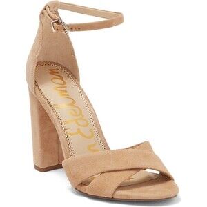 Sam Edelman Yancy Ankle Strap Block Heel Suede Beige Oatmeal Size 10 New